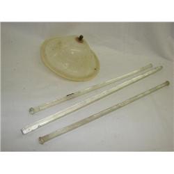 3 glass towel bar rods, & clip on light fixture