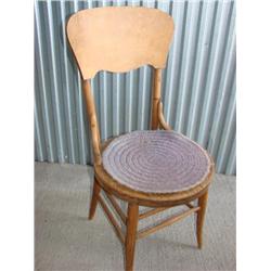 Solid wood primitive chair with seat cushion