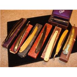 Razors, Gillette in Case & Straight razors. 8 total