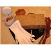 Image 1 : Vintage items,wood hose box,gloves,buttons,boxes