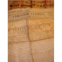 3 newspapers from 1861, 1883 & 1944