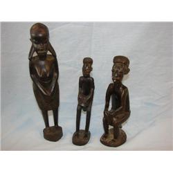 3 wood carved African statues