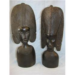 2 African wood carved Tribe statues