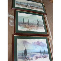 3 lg. framed & matted prints by Adin Shade