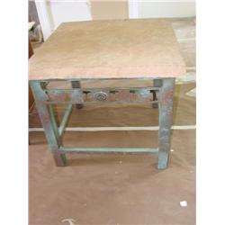 Stone top metal base end table