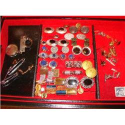Men's jewelry box filled w/cuff links & tie tacks