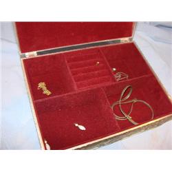 Jewelry box w/chains,earings, some are 14 kt.