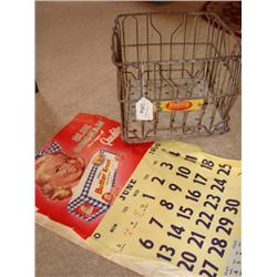 Adv. items: Butter Krust 60's calendar, Knolle crate