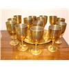 Image 1 : Brass Tray w/14 goblets
