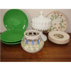 Glassware-includes Bluebonnet signed pottery piece