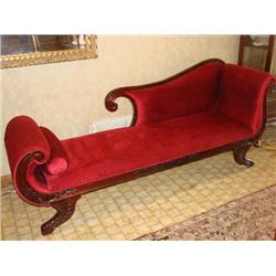 7 Ft. Red Velvet Chaise Lounge Chair