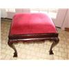 Image 1 : Red Velvet Ball & Claw Foot Footstool