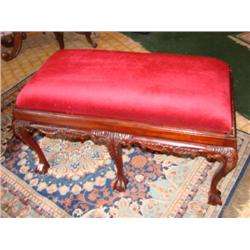 Red Velvet Ball & Claw Foot Bench