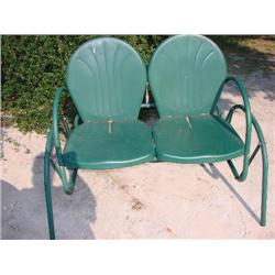 Vintage Green Metal Double Seat Glider