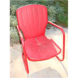 Red Metal Patio Chair