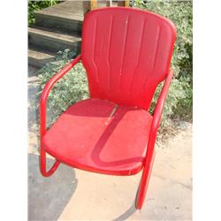 Red Metal Patio Chair
