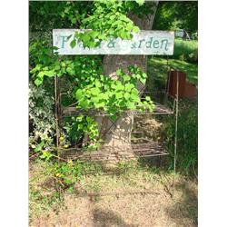 Wire Display Rack with Plant & Garden Sign