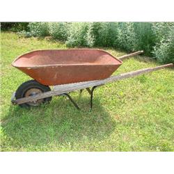 Red Metal Wheel Barrow