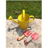 Image 1 : Yellow metal watering can w/spout,child's yard tools