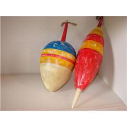 2 wood buoys