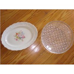 Crystal Platter & Floral Serving Platter