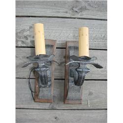 Heavy Wood & Metal Sconce Lights