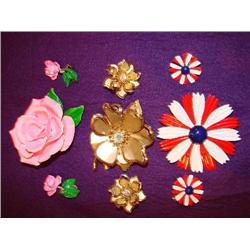 3 floral brooch & earing sets