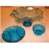 Image 1 : 3 pcs. Of blue glassware-Blenko?  Moon & Stars