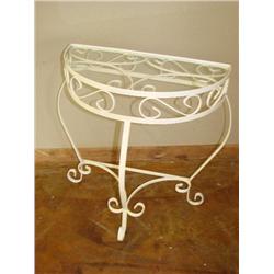 Glass Top 1/2 Moon Iron Patio Table