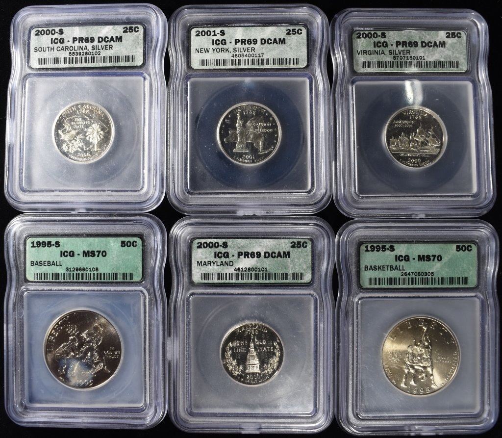 STATE QUARTERS AND COMMEM HALVES ALL ICG GRADED