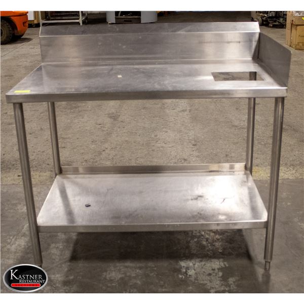 48" STAINLESS STEELWORK TABLE W/ 8" BACK SPLASH