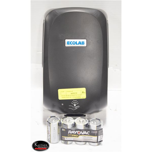 ECOLAB WALLMOUNT SOAP DISPENSER W/ 4 BATTERIES