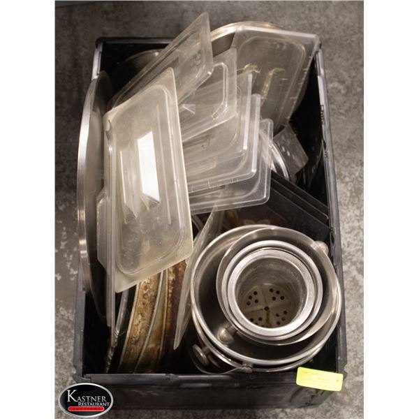 LARGE BIN OF ASSORTED RESTAURANT WARES