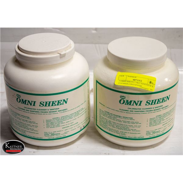 2 OMNI-SHEEN 2.5KG SANITIZER & CLENSER CONTAINERS