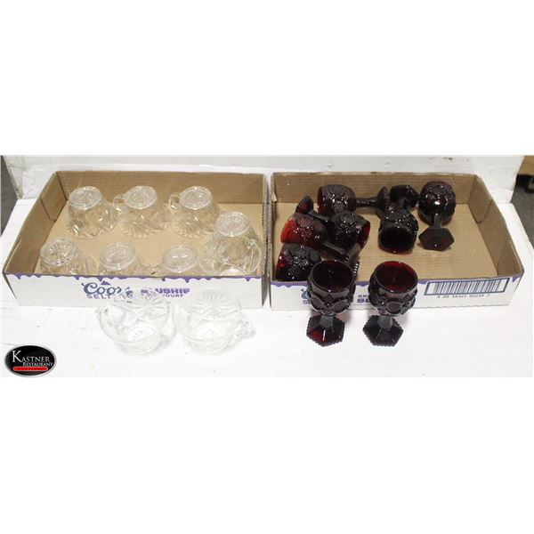 TWO FLATS OF UNUSED 8OZ CRANBERRY GLASSES &