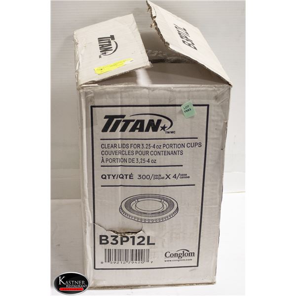 BOX OF 300 TITAN CLEAR LIDS FOR 3.25-4OZ PORTION