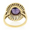 Image 6 : Vintage 14k Gold Oval Synthetic Alexandrite w/ Slotted Open Work Solitaire Ring