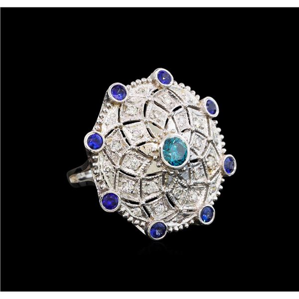 14KT White Gold 0.56 ctw Tanzanite and Diamond Ring