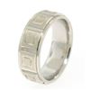 Image 3 : Men's 14k Solid White Gold Comfort Fit Dual Finish Coffered Band Ring Size 7