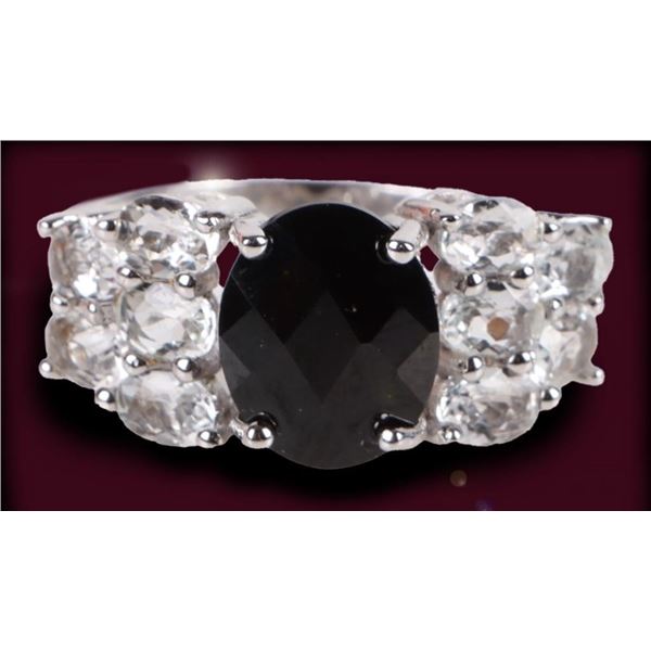 2.0CT GARNET & TOPAZ STERLING SILVER LADIES RING