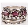 Image 1 : STERLING SILVER GARNET & NATURAL DIAMOND RING