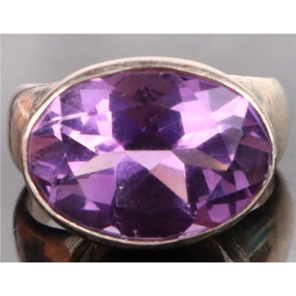 17X12.5MM AMETHYST STERLING SILVER LADIES RING
