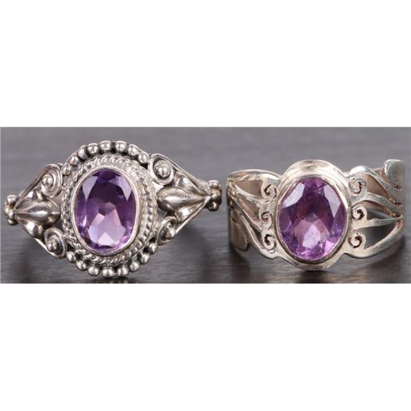 GENUINE AMETHYST LADIES STERLING SILVER  RINGS