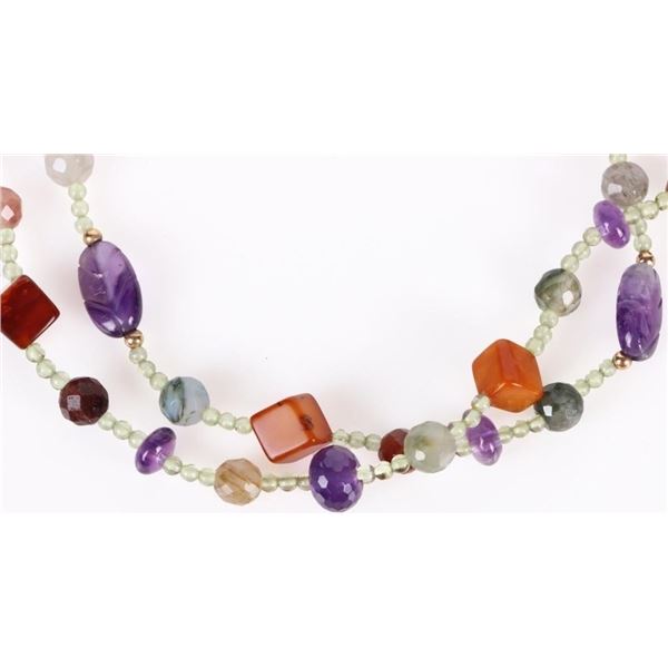 14K YELLOW GOLD AMETHYST QUARTZ LADIES NECKLACE
