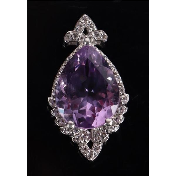 6CT PEAR SHAPED AMETHYST STERLING PENDANT