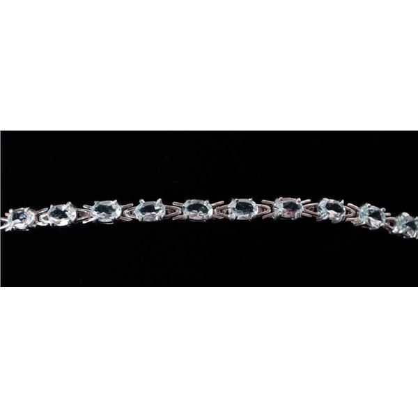 5.0CTW AQUAMARINE STERLING SILVER LADIES BRACELET