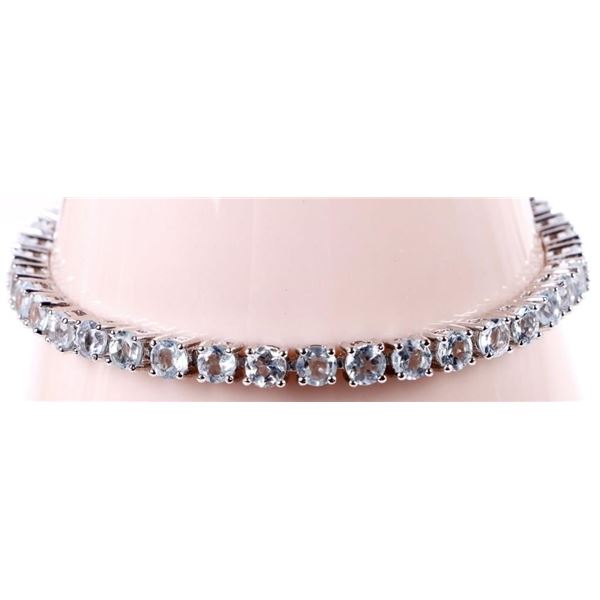 9.75CTW AQUAMARINE STERLING SILVER LADIES BRACELET