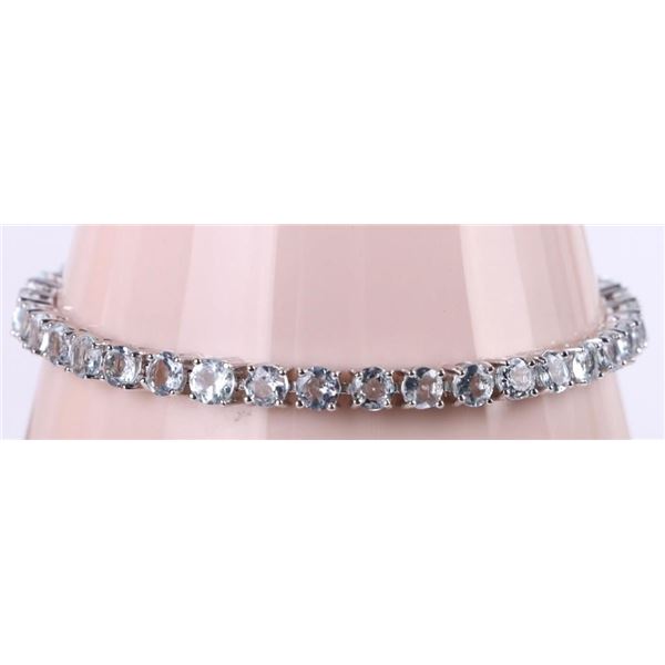 9.75CTW AQUAMARINE STERLING SILVER LADIES BRACELET