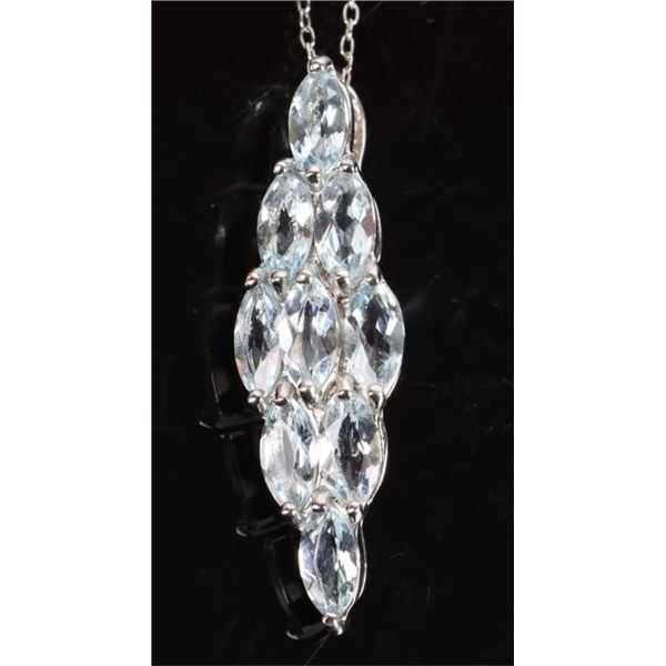 4.5CTW AQUAMARINE STERLING SILVER NECKLACE
