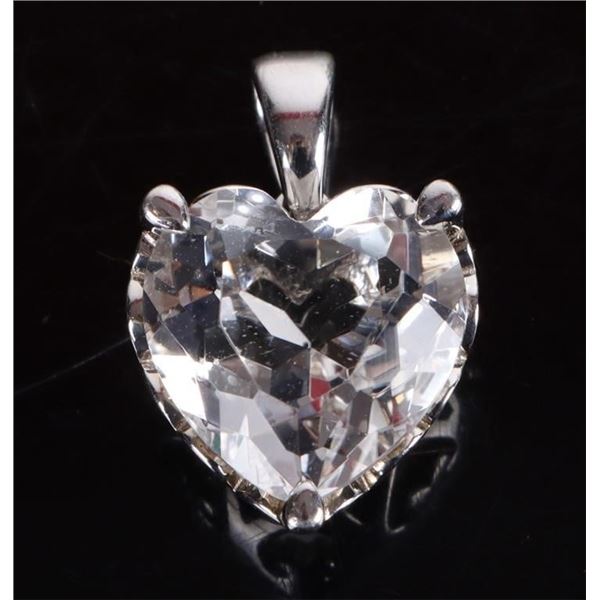 6CT AQUAMARINE HEART SHAPED STERLING PENDANT